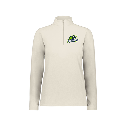 [6864.53T.XS-LOGO1] Ladies MicroFleece 1/4 Zip Pullover (Female Adult XS, White, Logo 1)